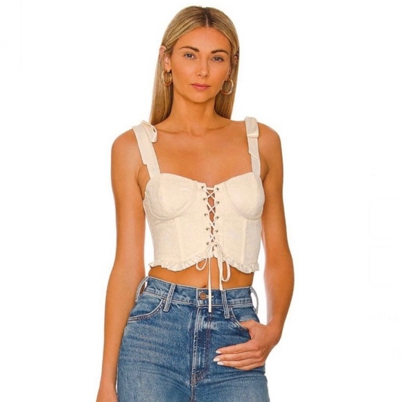 NEW MAJORELLE REVOLVE CREAM BUSTIER CROP TOP - Picture 1 of 8
